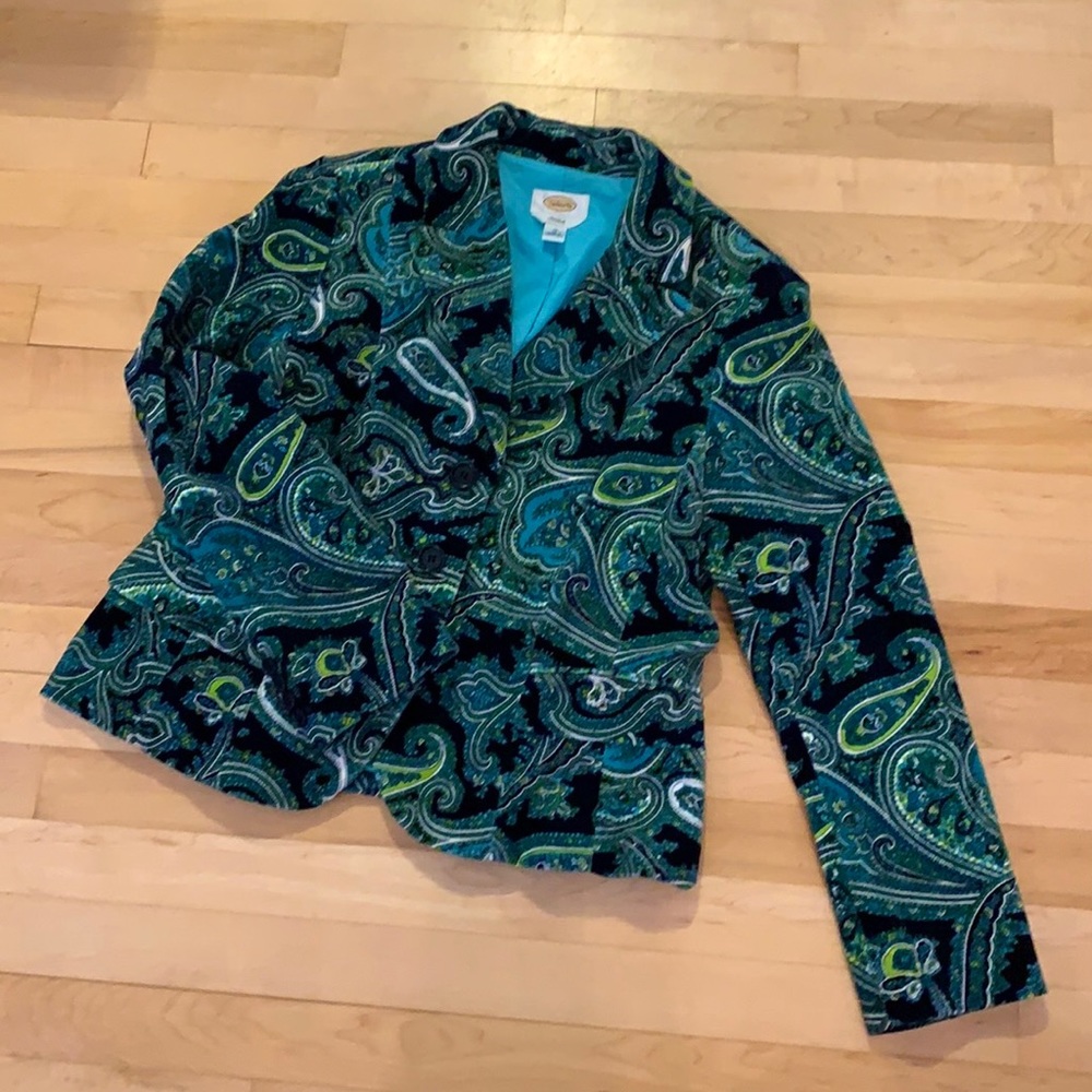 Talbots Velvet Blue Paisley Blazer